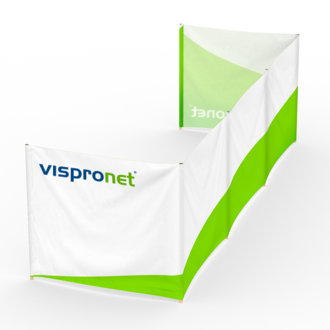 Mobiler Wind- und Sichtschutz, Breite 500 cm mit Stellvariante in U-Form