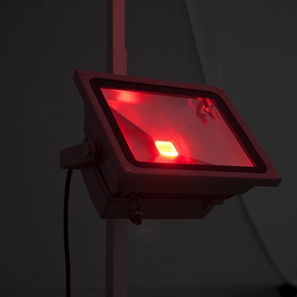 LED-Strahler RGB: leuchtstark und energieeffizient, Farbbeispiel rot