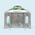 Faltzelt inkl. 1 Vollwand und 2 Wänden mit Rundfenster