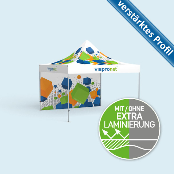 Faltzelt Premium 3 x 3 m mit 1 Wand, mit Druck