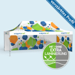 Faltzelt Premium 4 x 8 m mit 2 geschlossenen Wänden, mit Druck