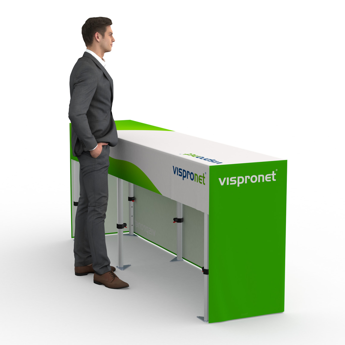 Falttisch Aluminium mit Husse, Rückseite kurz, Falttisch: 250x55 cm  