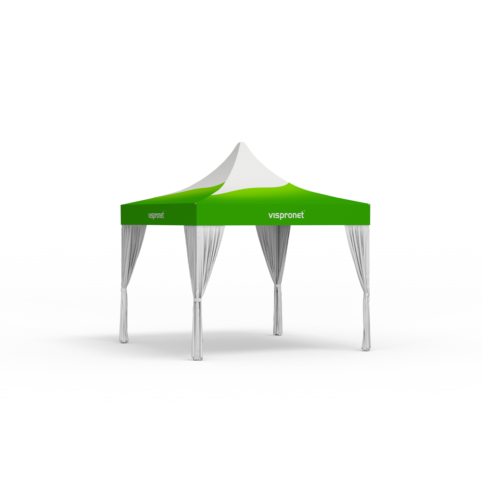 Faltpavillon Select 3 x 3 m, komplettiert mit 4 weißen Dekoschals