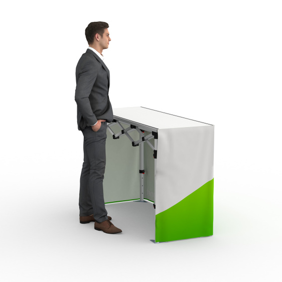 Falttisch Aluminium mit Banderole - Rückseite, Falttisch: 150x55 cm 