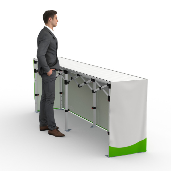 Falttisch Aluminium mit Banderole - Rückseite, Falttisch: 290x55 cm 