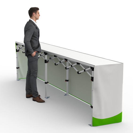 Falttisch Aluminium mit Banderole - Rückseite, Falttisch: 380x55 cm 