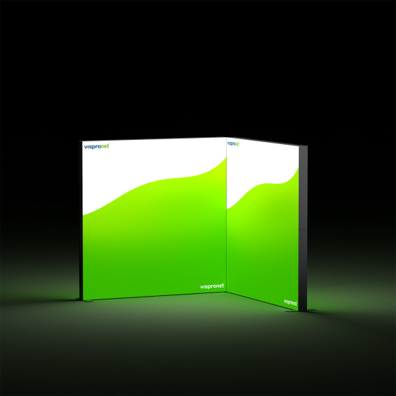 Lightbox flex -Eck-Modul, Systembreite: 200 cm x 200 cm