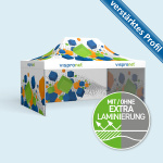 Faltzelt Premium 3 x 4,5 m mit 3 Wänden, mit Druck