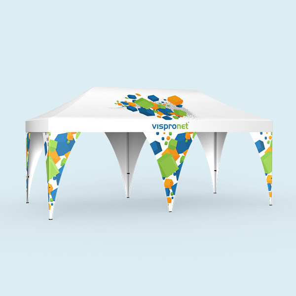 Faltpavillon Select 3 x 6 m, komplettiert mit 6 Eckbannern