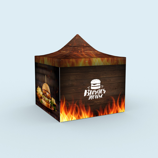 Faltzelt Premium : vollflächig, im Digitaldruck bedruckbar