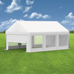 Partyzelt 4x6: Zeltwände mit Fenstern, Giebelseiten Vollwand & Wand mit Tür