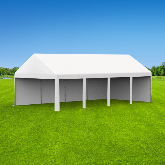 Partyzelt Select 4x8: 1 Zeltseite mit Vollwänden, 1 Giebelseite mit Vollwand