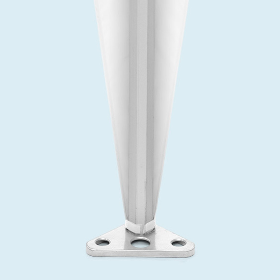 untere Befestigung der Eckbanner mit Klettband am Zeltpfosten