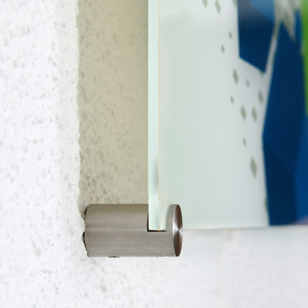 Acrylglasplatte, Plattenstärke 5 mm, mit Klemmhalter Edelstahl