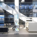 Foyer mit Info Board B2, Firmen-News perfekt präsentiert