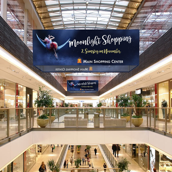 Deckenhänger Rechteck - Einsatz in der Galerie eines Einkaufszentrums