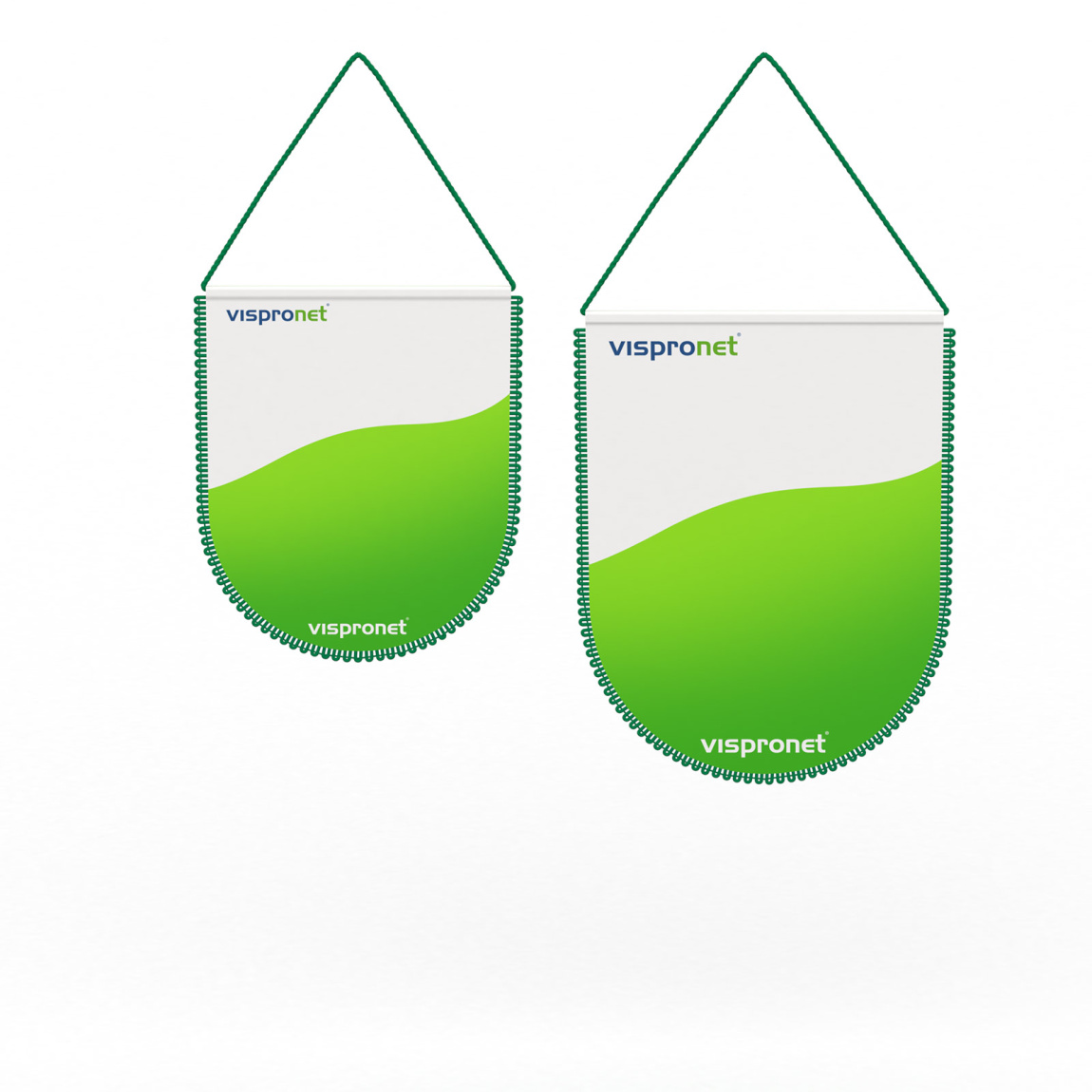 Autobanner / Autowimpel, halbrund, Größenübersicht