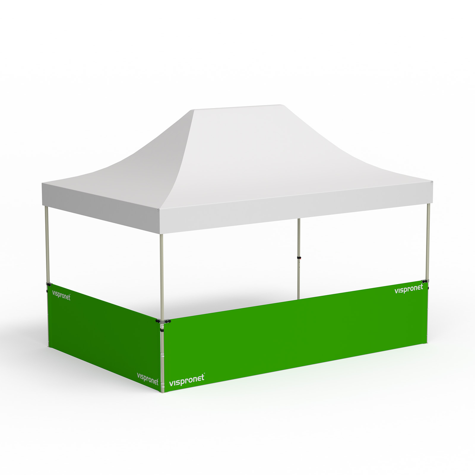 Faltpavillon Basic, Beispiel mit 2 halbhohen Wänden