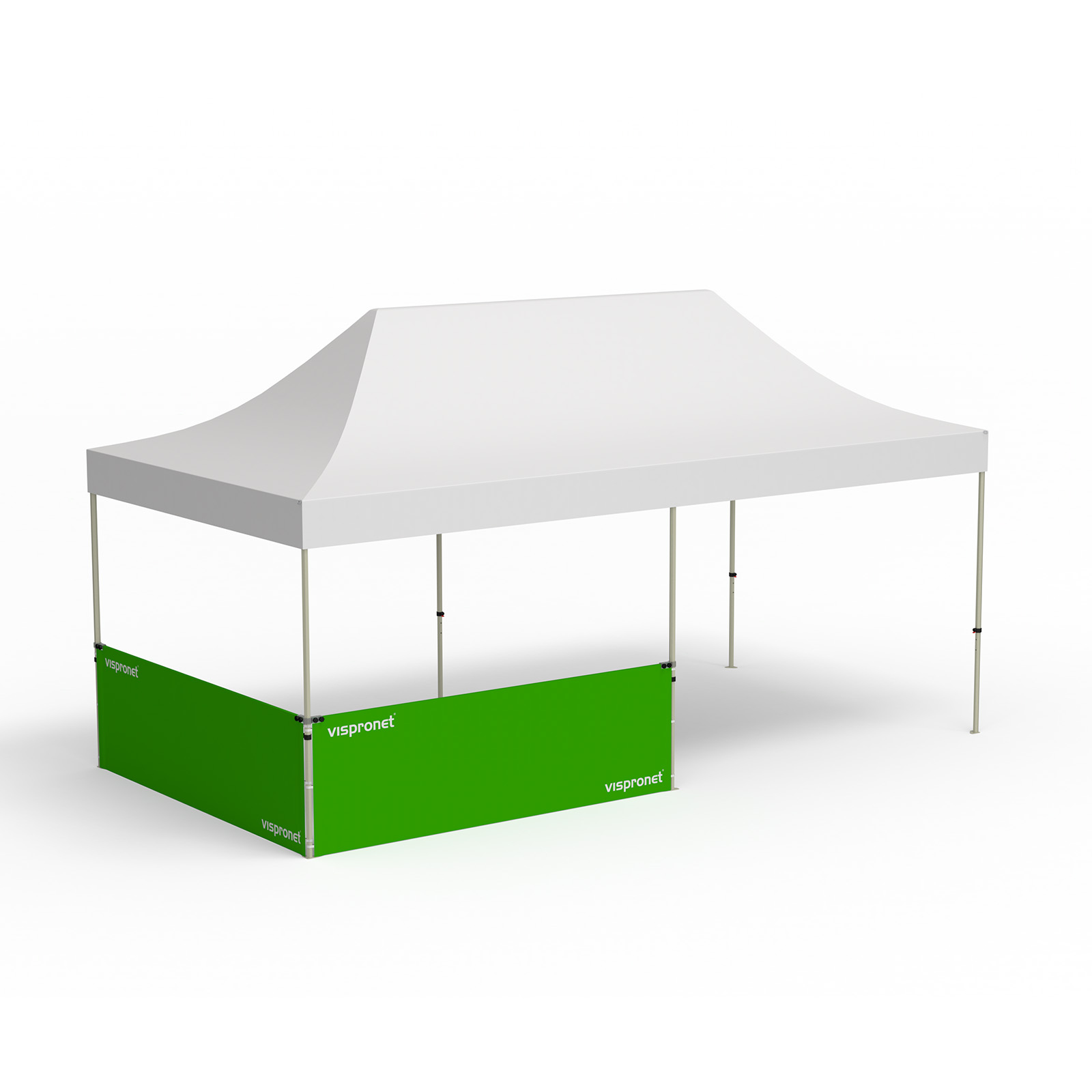 Faltpavillon Select, Beispiel mit 2 halbhohen Wänden