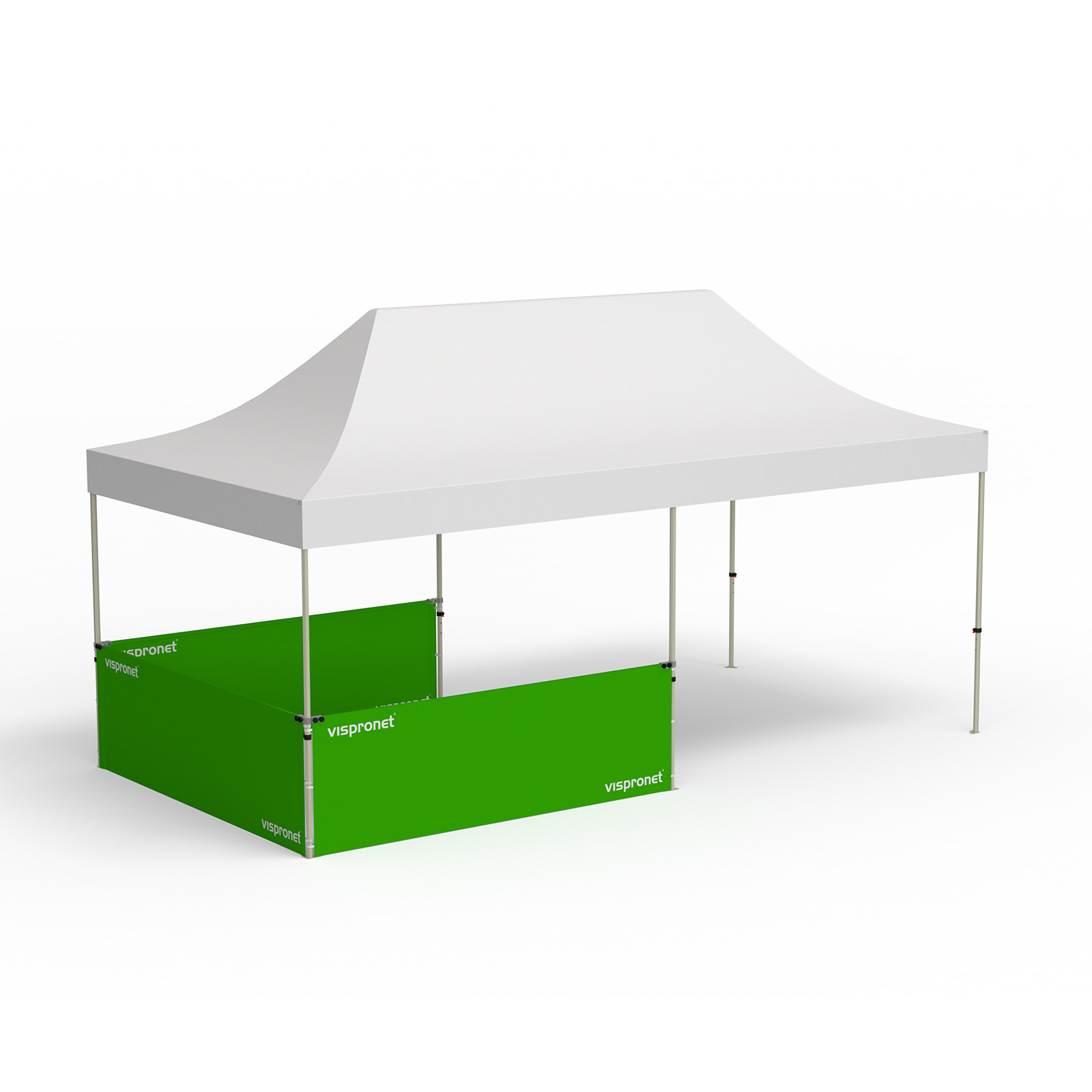 Faltpavillon Select, Beispiel mit 3 halbhohen Wänden