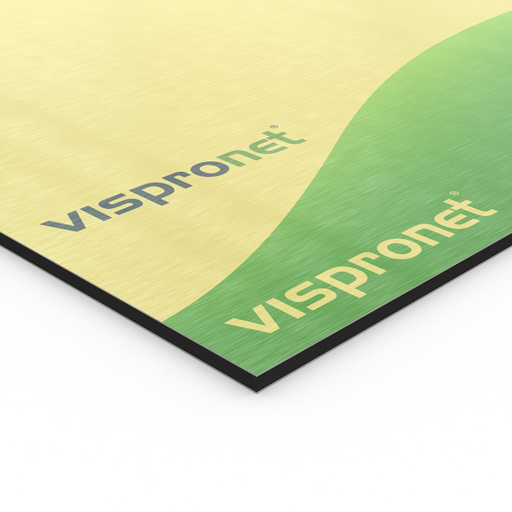 bedruckte Aluverbundplatte, gold gebürstet, ohne Weißdruck