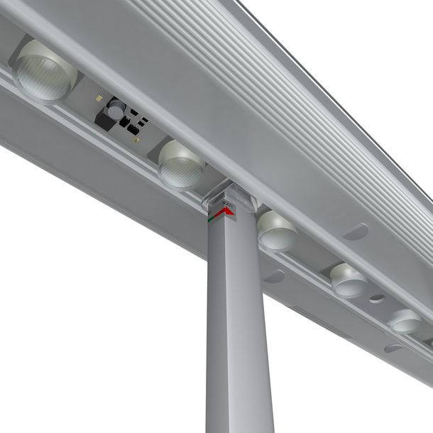 Befestigung der Stützstange an der Lightbox flex