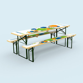 Bierzeltgarnitur - 1 Biertisch, 2 Bierbänke, bedruckt