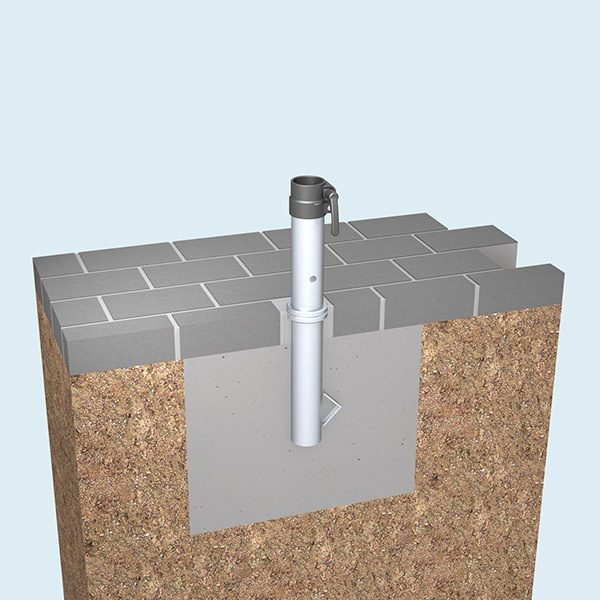 zweiteilige Bodenhülse zum Einbetonieren, Oberteil abschraubbar