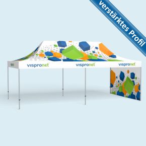 Faltzelt Premium 4 x 8 m, 1 Wand, mit Druck