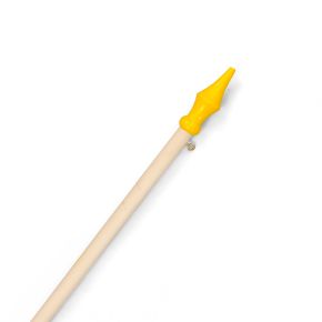 Holzstab mit gelber Spitze  und Messingöse, Länge 200 cm, ø 28 mm