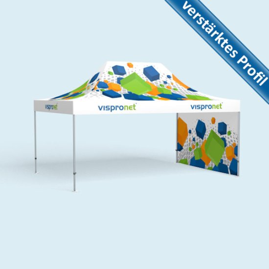 Faltzelt Premium 4 x 6 m, 1 Wand, mit Druck