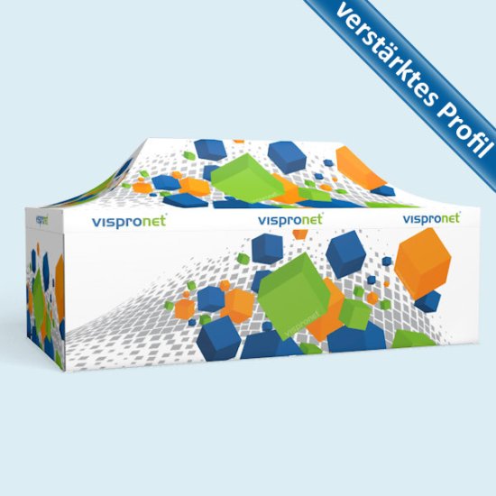 Faltzelt Premium 4 x 8 m, 4 Wände, mit Druck