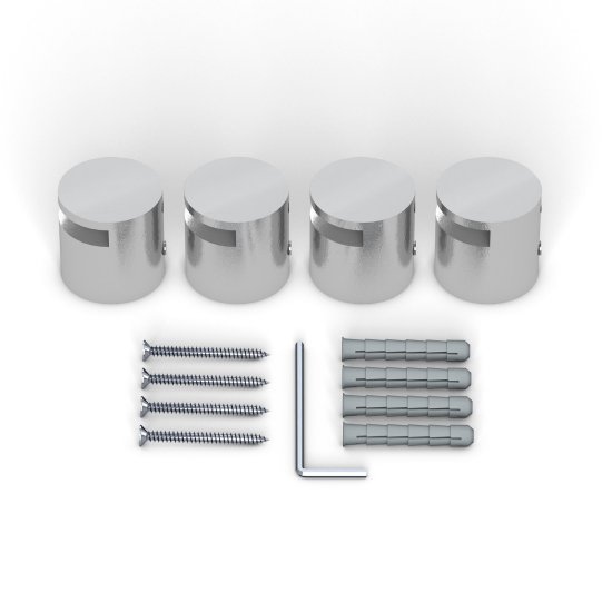 Klemmhalter Edelstahl ø 25 mm/15 mm für Plattenstärke 2-5 mm, 4er-Set