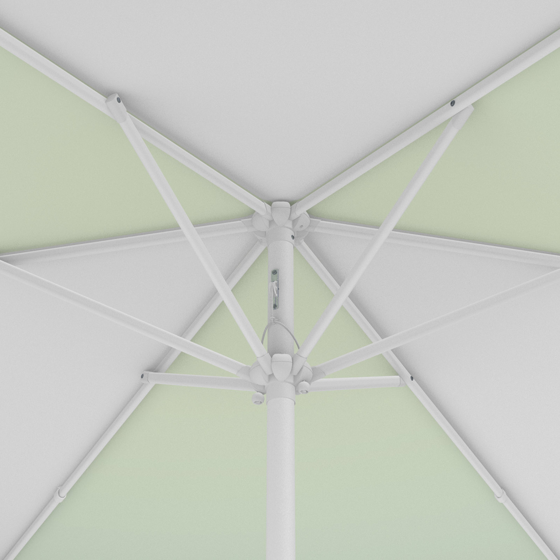 Sonnenschirm / Kleinschirm mit Kurbel, Ansicht von unten