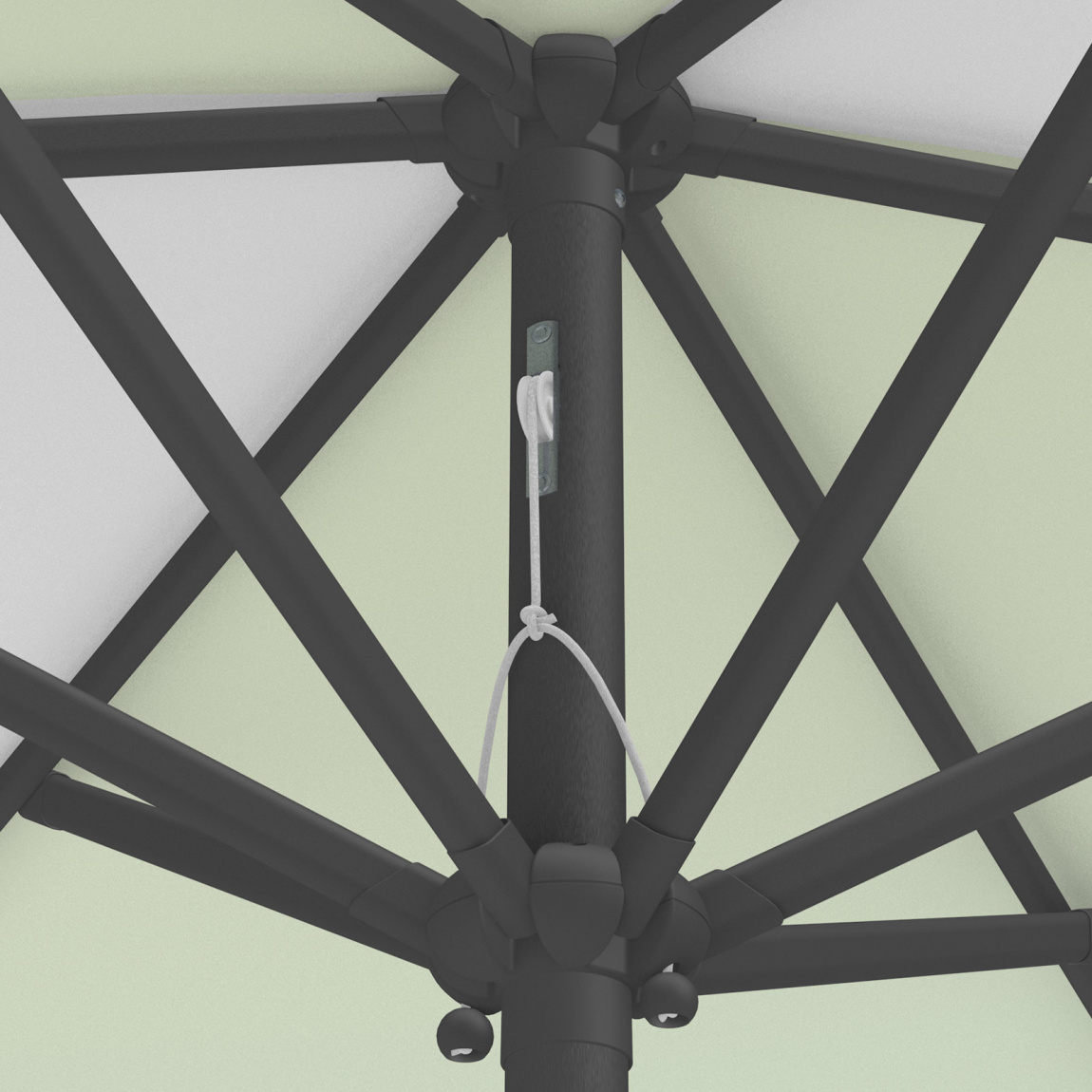 Sonnenschirm / Kleinschirm mit Kurbel, Detail Seilzug