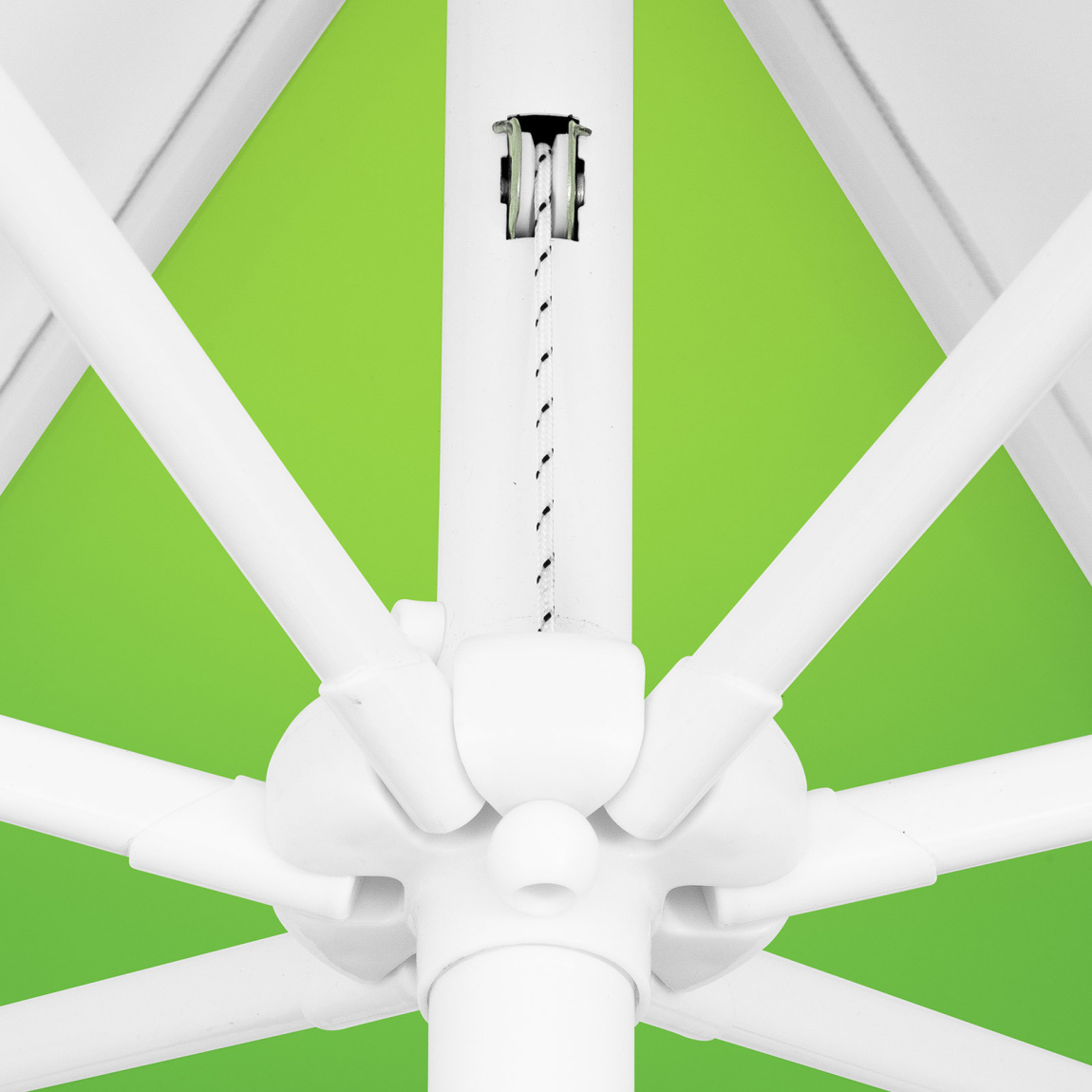 Sonnenschirm / Kleinschirm mit Kurbel, Detail Seilzug