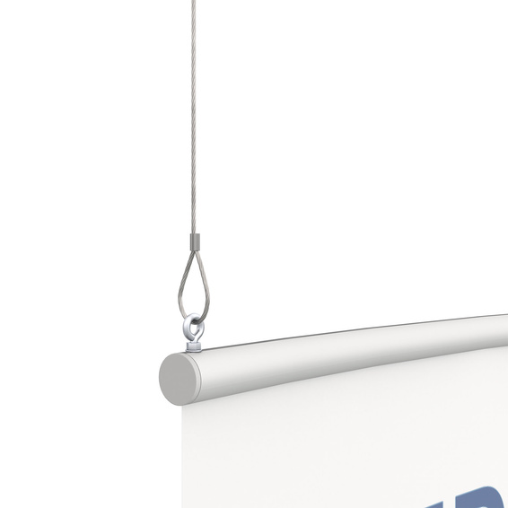 Detail: Standard Aufhängung (Ösenschraube und Edelstahlseil)