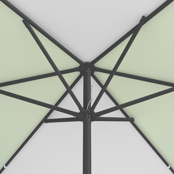 Sonnenschirm / Kleinschirm mit Kurbel, Ansicht Schirmkrone von unten