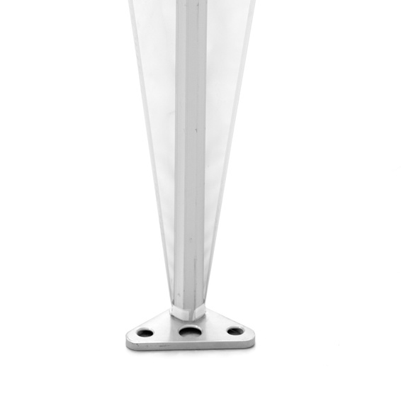 untere Befestigung der Eckbanner mit Klettband am Zeltpfosten