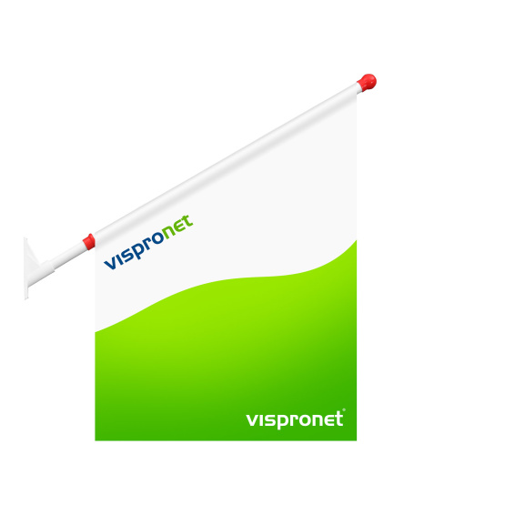 Eisfahne mit gerader Unterkante, Größe 46 x 37/64 cm, Fahnenhalter 60°