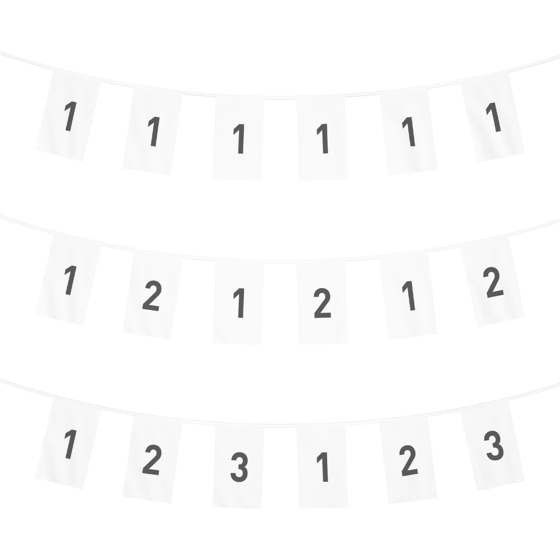 Fähnchenkette - Übersicht 1 Motiv, 2 Motive oder 3 Motive im Wechsel