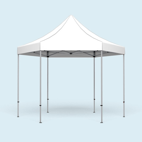 Faltpavillon Select Hexagon 4 m, Dach & Volant weiß, ohne Druck