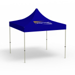 Faltpavillon Basic, 3 x 3 m, blau, Dach mit 1 Logodruck (Seite 1)