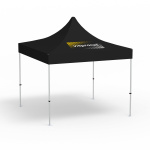 Faltpavillon Select, 3 x 3 m, schwarz, Dach mit 1 Logodruck (Seite 1)