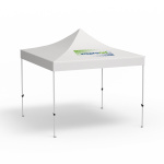 Faltpavillon Eco, 3 x 3 m, weiss, Dach mit 1 Logodruck (Seite 1)