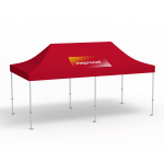 Faltpavillon Premium, 3 x 6 m, rot, Dach mit 1 Logodruck (Seite 1)