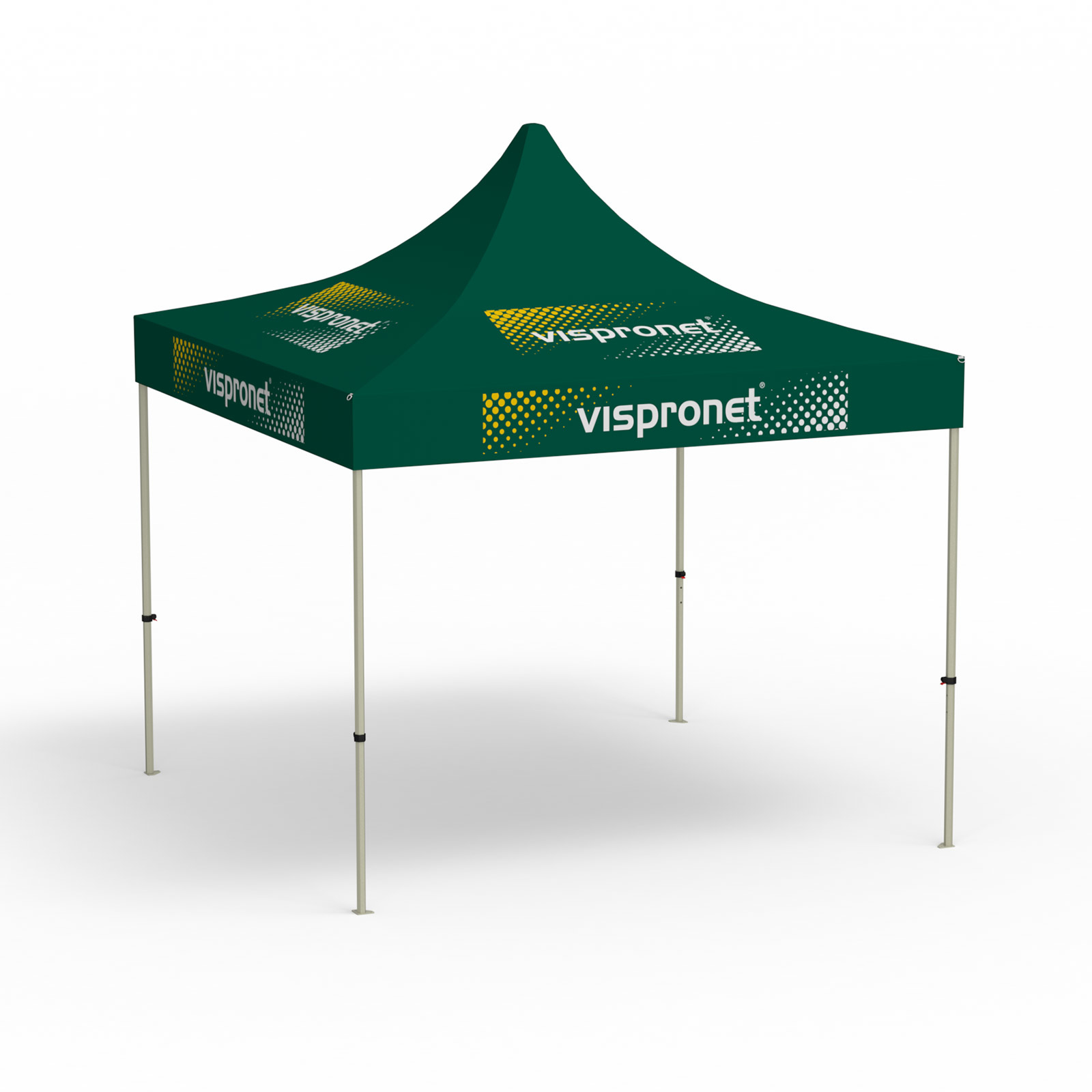 Faltpavillon Basic, 3 x 3 m, grün, mit 8 Logodrucken