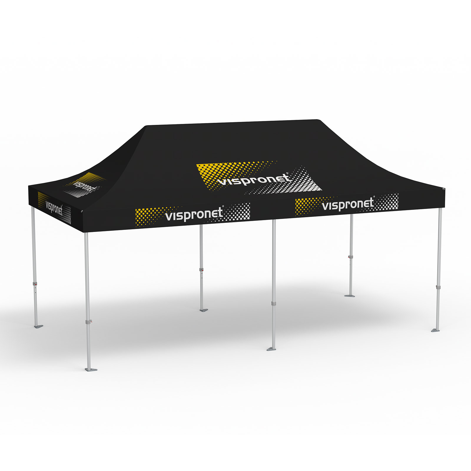 Faltpavillon Premium, 3 x 6 m, schwarz, mit 10 Logodrucken