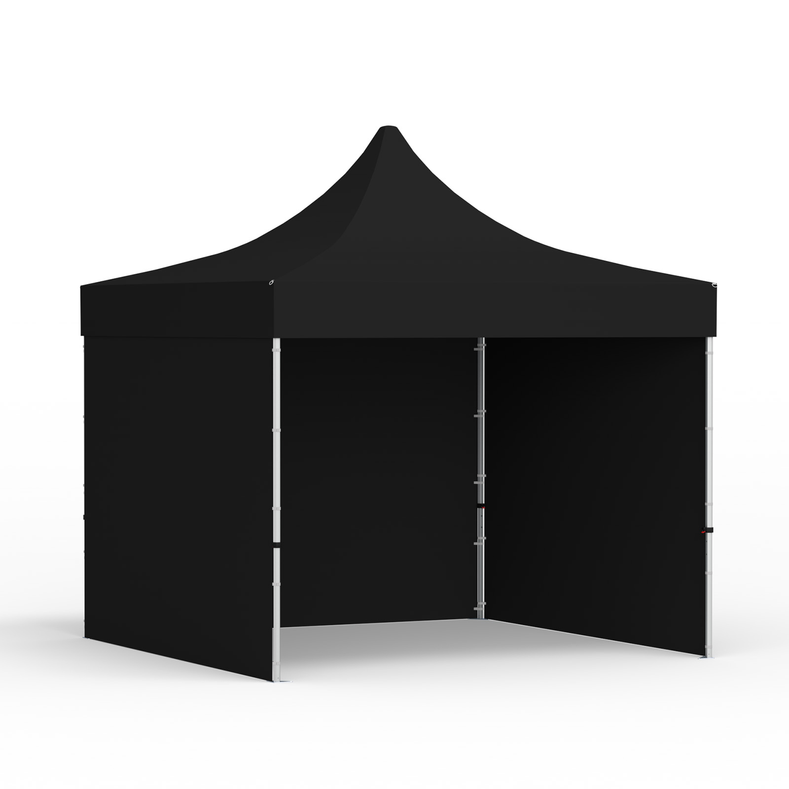 Faltzelt 3x3 m mit 3 Vollwänden, schwarz