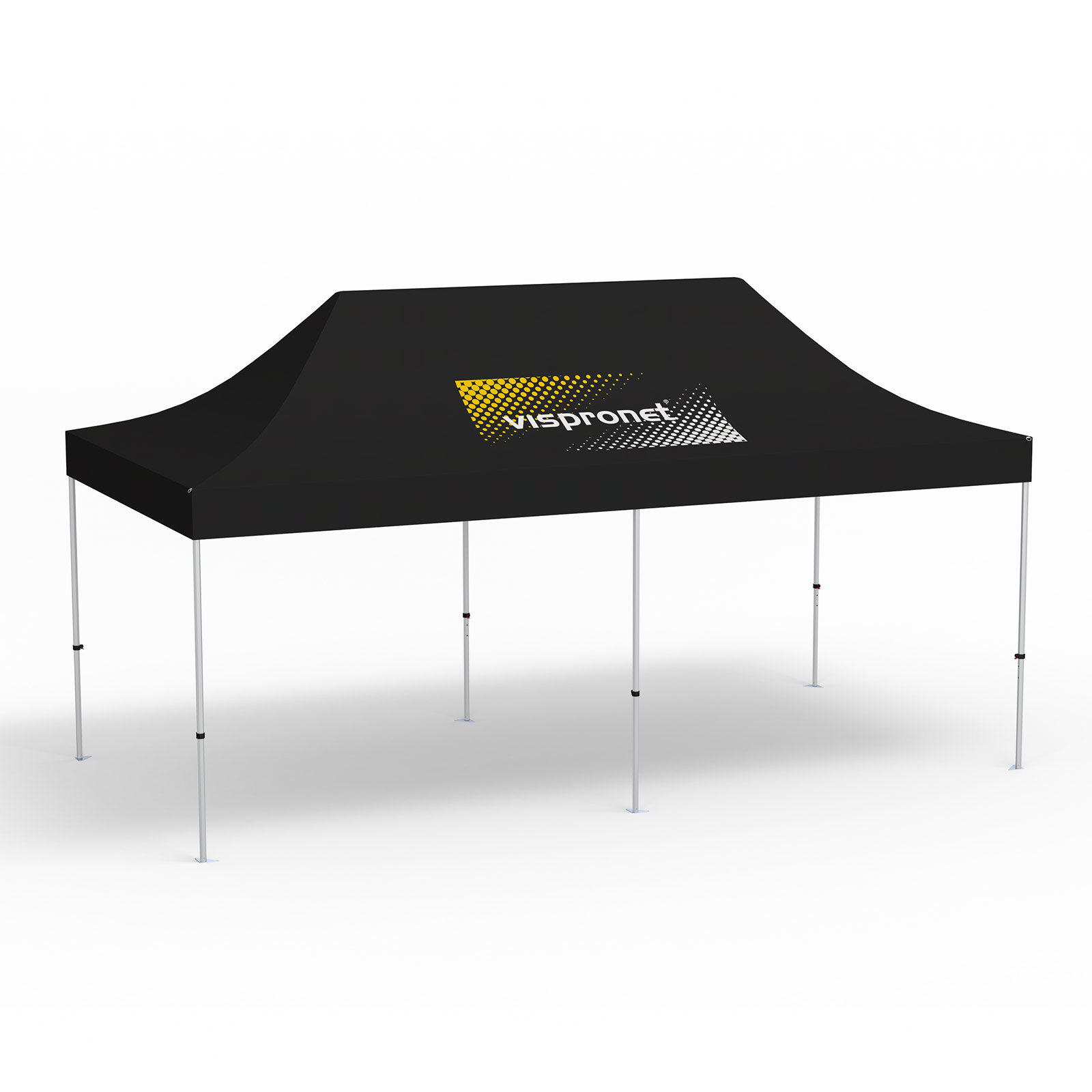 Faltpavillon Select, 3 x 6 m, schwarz, Dach mit 1 Logodruck (Seite 1)